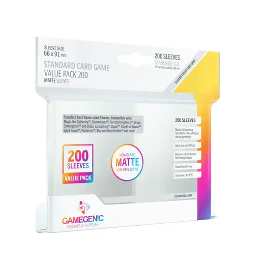 GameGenic: Matte Standard Sleeves (66x91mm) - Value Pack, 200 stk. Sleeves Gamegenic