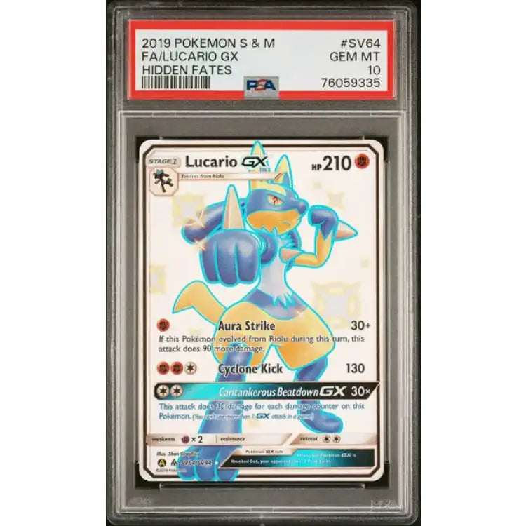 Pokemon Hidden Fates: Lucario GX #SV64 - PSA 10, Gem Mint - ADLR Poké-Shop