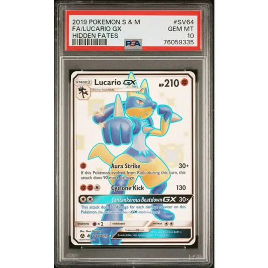 Pokemon Hidden Fates: Lucario GX #SV64 - PSA 10, Gem Mint - ADLR Poké-Shop