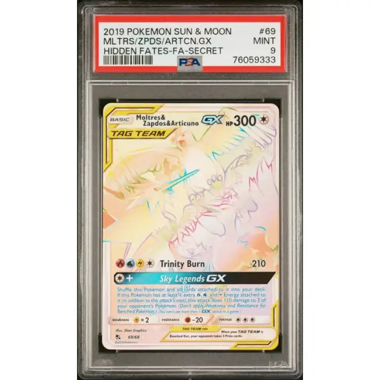 Pokemon Hidden Fates: Moltres & Zapdos & Articuno GX #69 - PSA 9, Mint - ADLR Poké-Shop