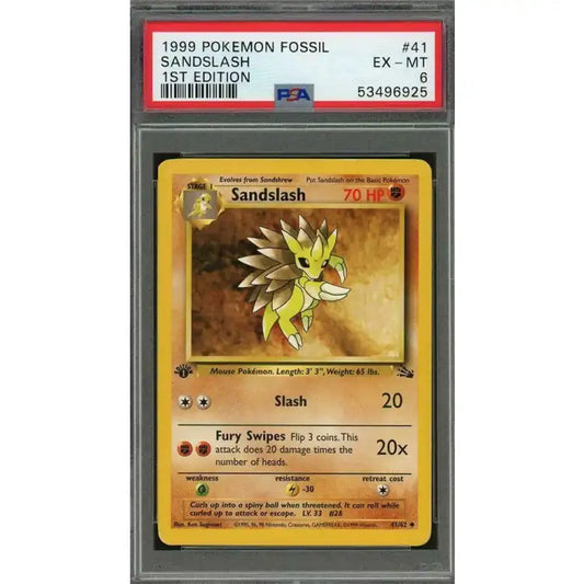 Pokemon Fossil: 1st Edition Sandslash #41 1999 - PSA 6 EX-MT