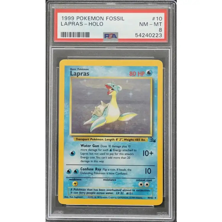 Pokemon Holo Lapras - 1999 on sale 1st Edition Fossil - PSA 8 NM - MT