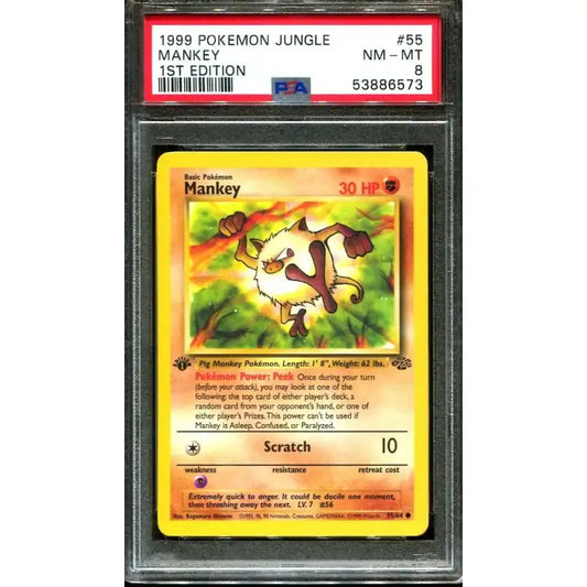Pokemon Jungle: 1st Edition Mankey #55 1999 - PSA 8 Near