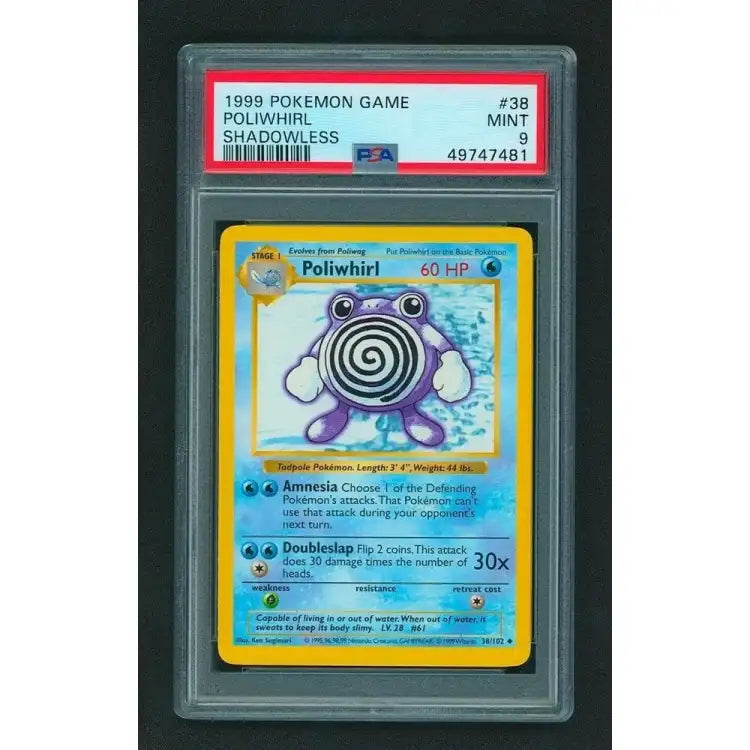 Pokemon: Shadowless Poliwhirl #38 1999 - PSA 9 Mint