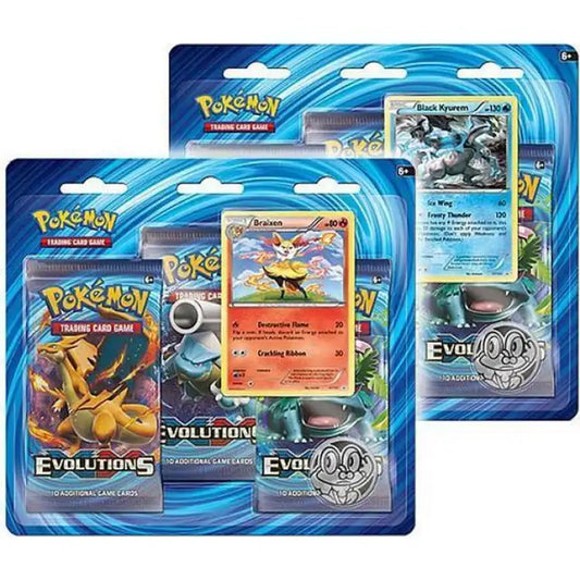 Pokemon XY12: Evolutions 3-Pak Blister, m/mønt og promo-kort - ADLR Poké-Shop