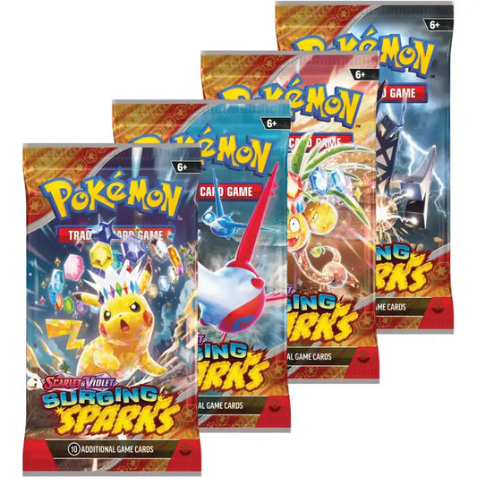 Pokémon TCG: Scarlet & Violet: Surging Sparks - 4 stk. Booster Packs (Artwork Sæt) - ADLR Poké-Shop