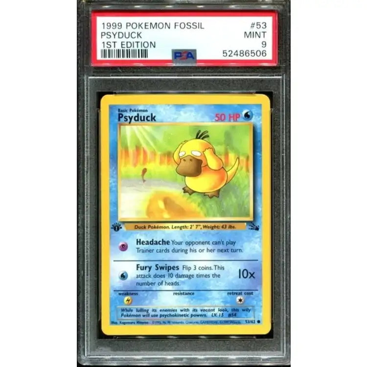 Pokemon Fossil: 1st Edition Psyduck #53 1999 - PSA 9 Mint